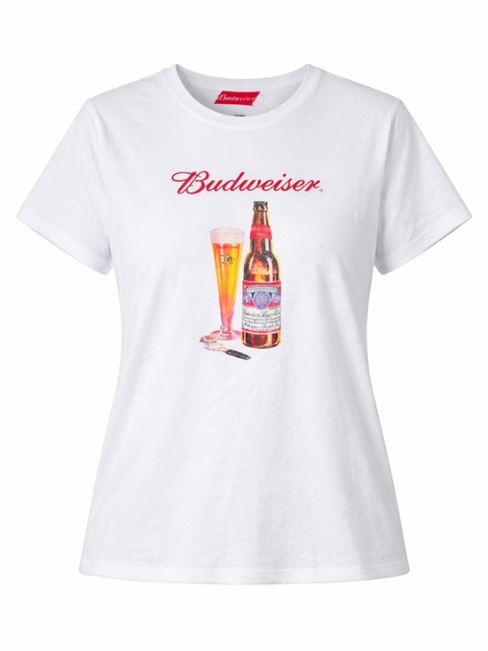Lucky Brand Tops - Budweiser Lucky Brand Graphic T Shirt White Beer Logo Tee Women’s Casual Large